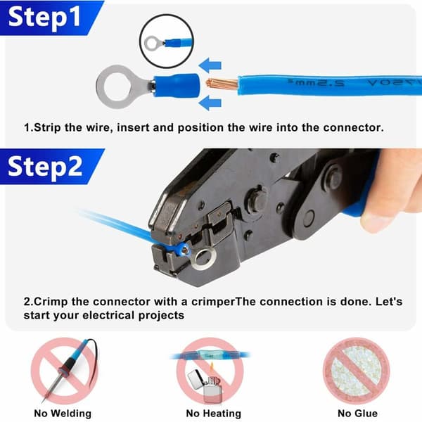 Elektriske kontakter 400 stykker flat terminal kit isolerte terminal krympe sortiment, T-Audace
