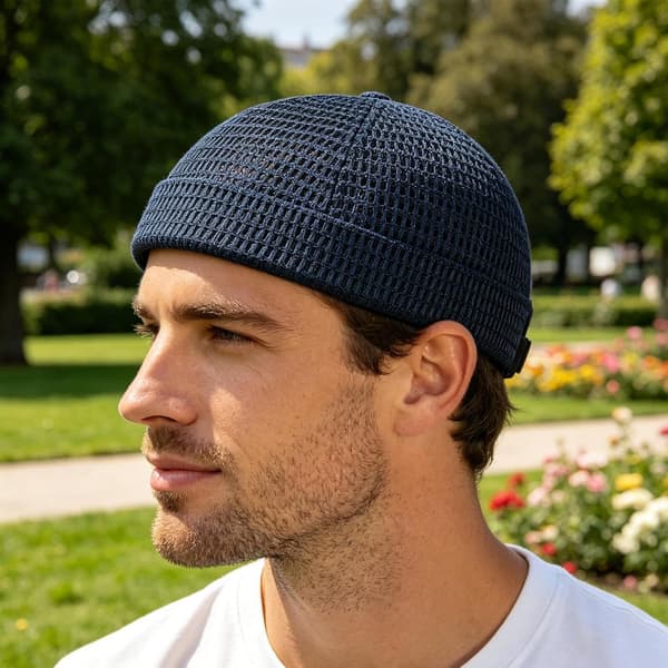 caps uten visir, hodeplagg fra Mesh, justerbar marineblå - marineblau