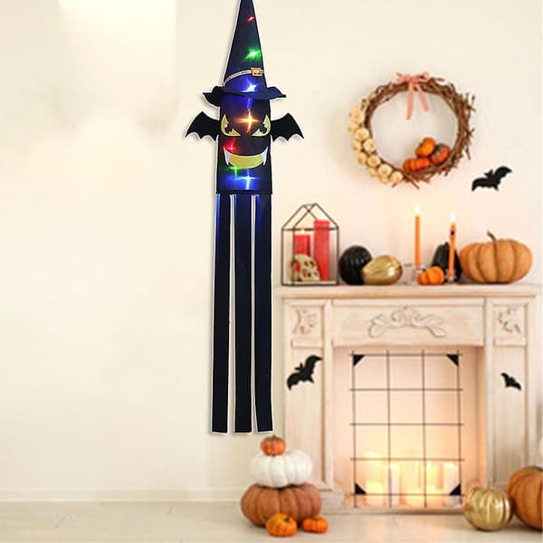 Halloween Dødningehoved Vindpose Dekoration, Halloween Dekorative Lys Dødningehoved Lanterner (farve - flagermus)