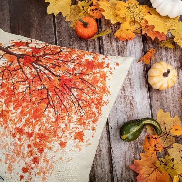 Höstkuddfodral Höstpumpa Kuddfodral Semester Rustikt Linnekuddfodral för Soffa Soffa Thanksgiving Dekorationer