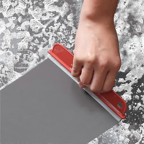 Small Silicone Squeegee for Bathroom, Shower Glass, Mirrors, Car Windows, Kitchen, Water Blade, Scraper 2 pcs (Red+Coffee)