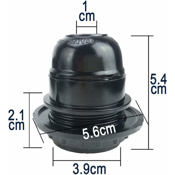 Black E27 Screw, E27 Lamp Holder, 4 Pcs E27 Socket, E27 Socket Lamp, Solid Lamp Holder, Black Socket Adapter, Lamp Holder Decoration Cafe Kitchen