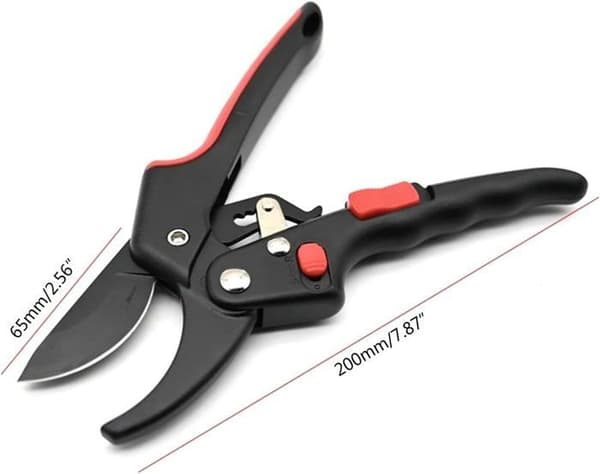 Garden pruner with ratchet function in steel, garden scissors for plants, branch pruner, cutting tool