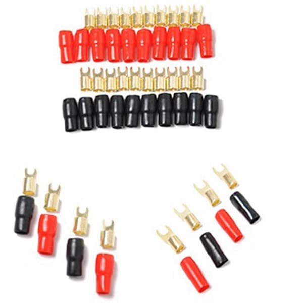 Terminal Spade Gaffel Adapter Kontaktudtag Crimp Barriere Spade Højttalerterminal Stik-4GA