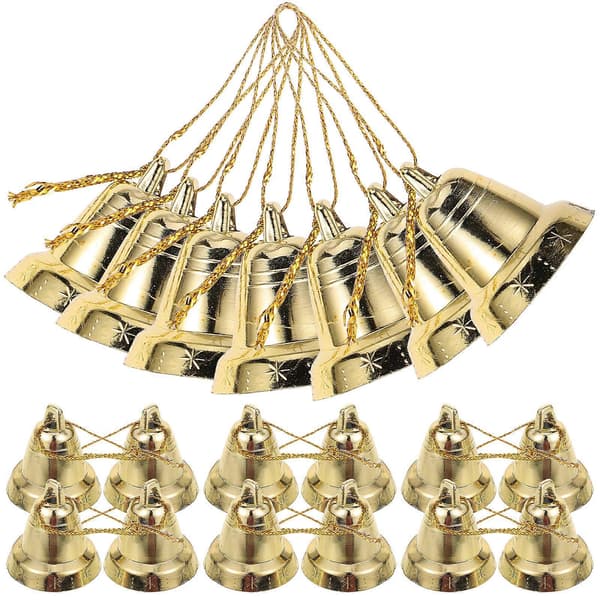 Golden Bell-Shaped Hanging Decoration for Christmas Tree 36 pcs [DB]