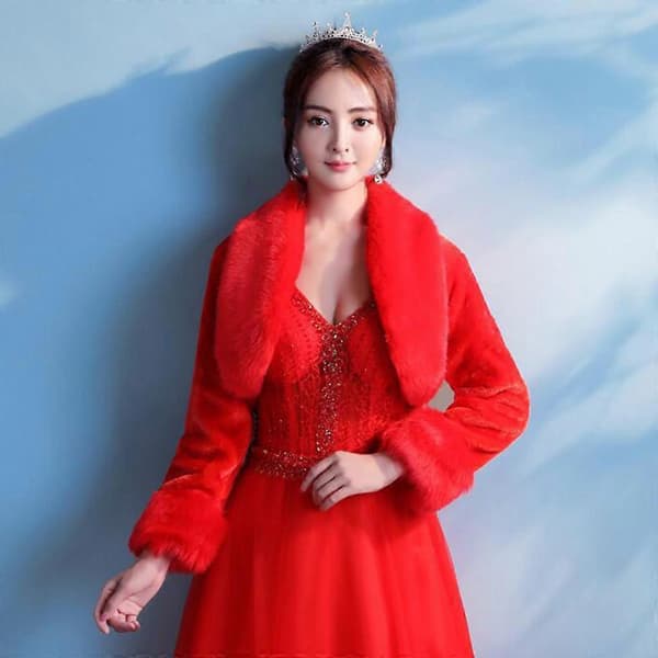 Wedding Bride Bridesmaid Winter Long Sleeve Bolero Jacket Thick Warm Plush