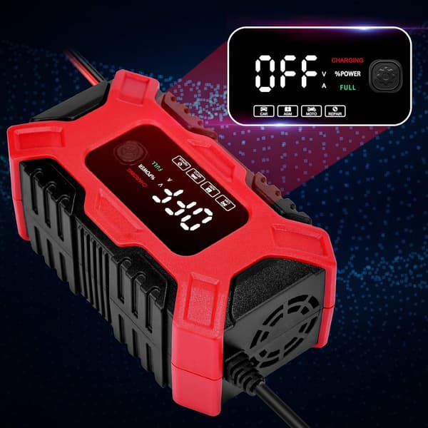 6A 12V Smart Car Battery Charger with Maintenance, Winter and Summer Function, and Multiple Protections for Car, Motorcycle, and Lawn Mower
