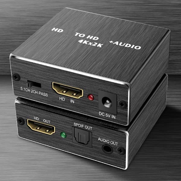 til HDMI Audio Extractor Splitter 4Kx2K/3D til HDMI Audio Splitter Stereo med strøm til HDMI Audio Adapter til HD