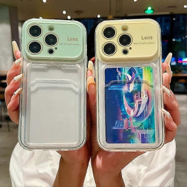 Hybrid TPU-telefoncover med stort PC-vindue og kortplads til iPhone 15
