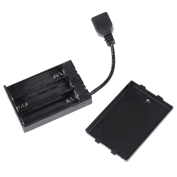 3XAA Battery Box with Lid and Switch Connected to USB Plug USB Socket Battery Holder
