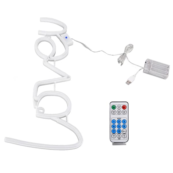LOVEU Neon Light LED 18 Keys 8 Modes Timing Remote Control USB Light for Home Decoration 300LM Warm White + White Light