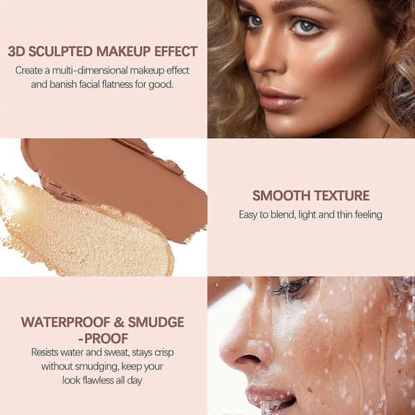 Cream Contour Stick with Matte Bronzer, Instant Sculpting, Long-lasting Buildable Coverage