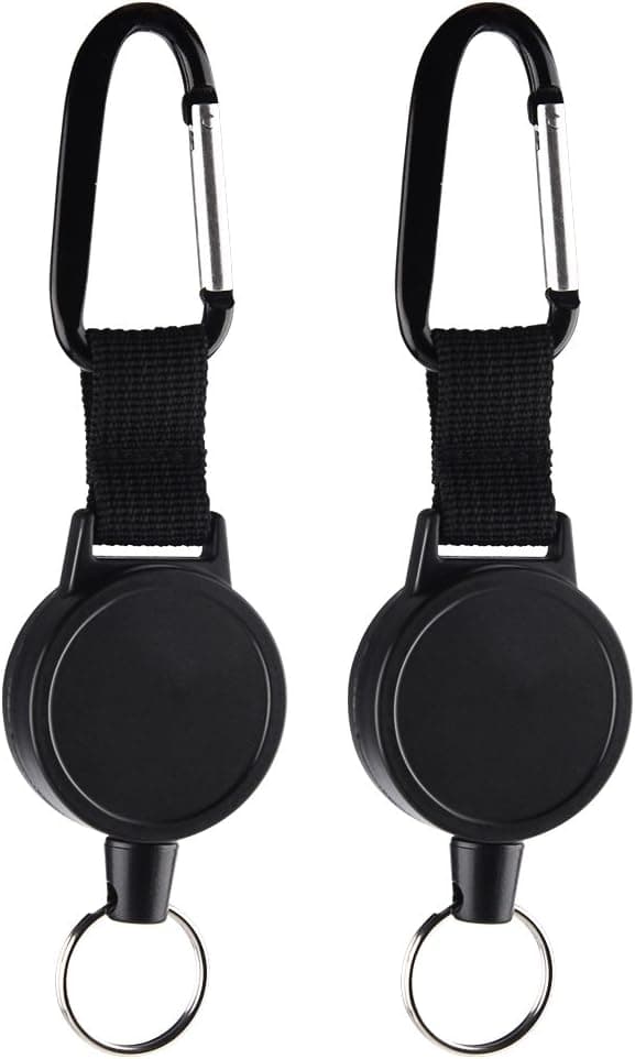2-pack Heavy Duty Retractable Keychains with 65cm/25in Steel Wire