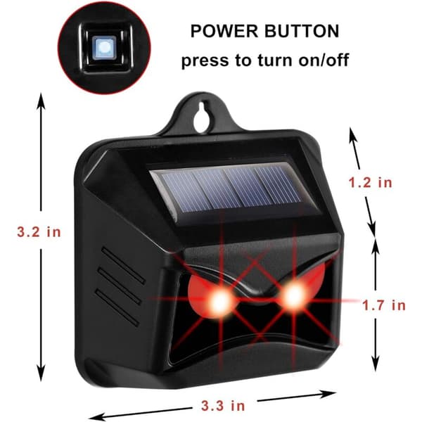 Solar-Powered Wild Animal Repellers for Raccoons, Deer, Foxes, Wild Boars, etc. 2 Effective Pest Deterrents with Red LED Light