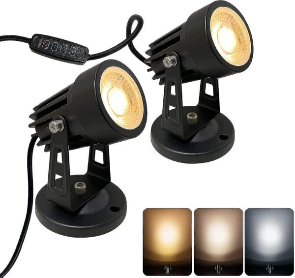 2 stk. LED-spotlights indendørs til planter, 3 farver accentbelysning dæmpbare uplights spotlightlampe med lysdæmper [DB] 2 stk. 2Pcs