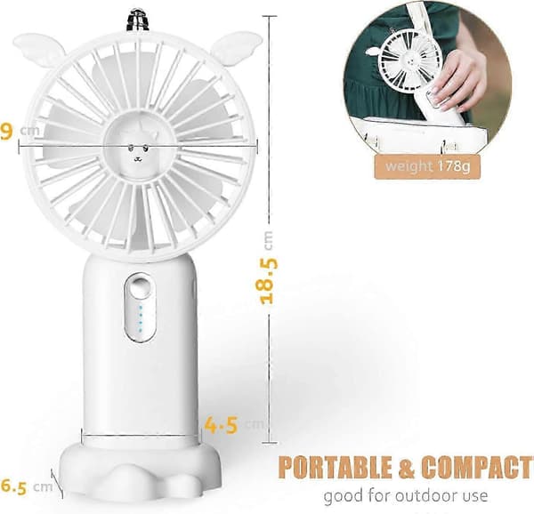 Håndholdt ventilator, bærbar USB-opladningsventilator, 3 hastigheder, elektrisk USB-ventilator mini bærbar udendørs ventilator