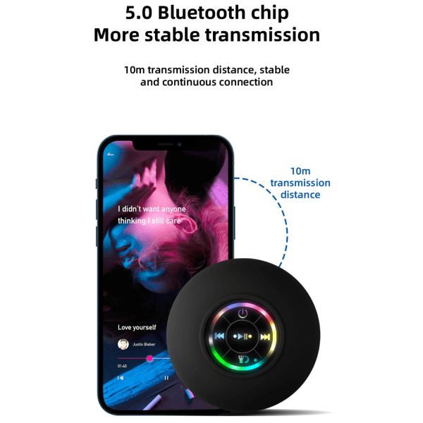 Bluetooth Duschhögtalare Vattentät Bärbar Trådlös Högtalare med Sugpropp
