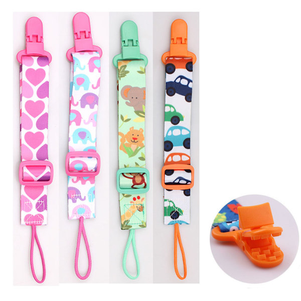 4-piece Pacifier Holder for Baby - Adjustable, Stretchable, and Washable