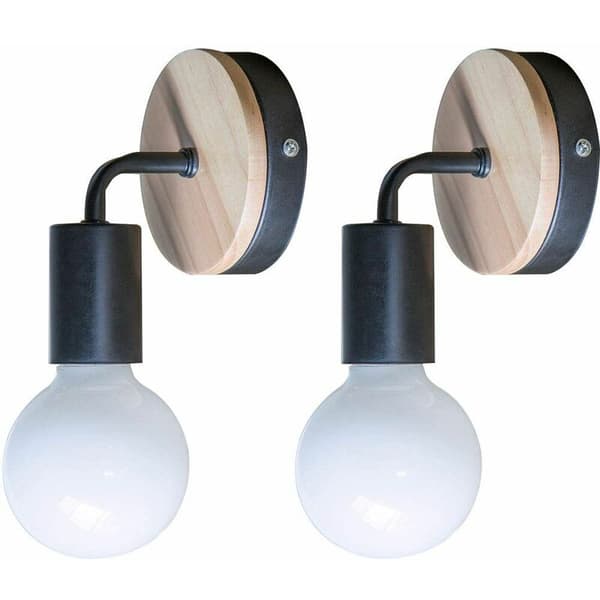 Sett med 2 Simplicity E27 svart vegglampe LED Jern a