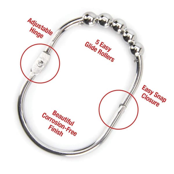 Wide Shower Curtain Rings Hook Set