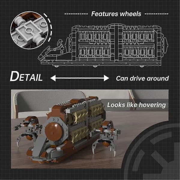Battle Soldiers Clanker Platoon Attack Craft Building Kit, with 2 Droideka Figures Building Blocks Set Banmo