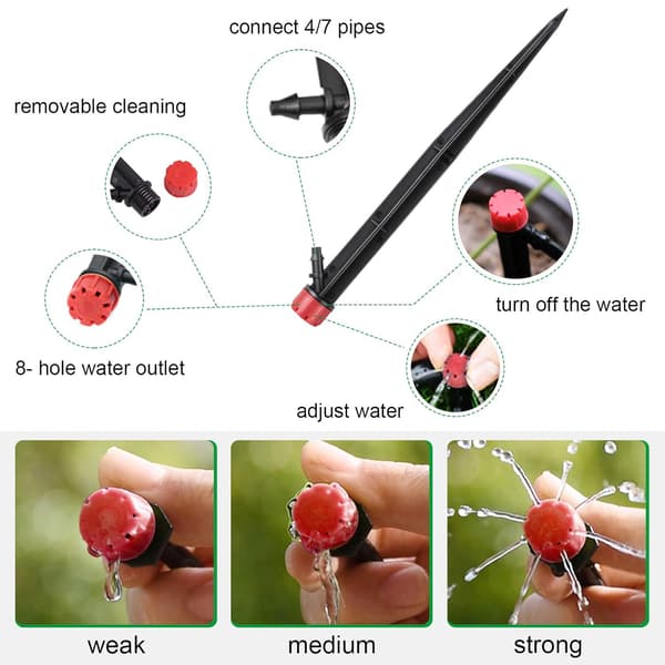 Irrigation Drip, Drip Emitter, 20 Pcs Micro Spray 360 Degree 8-Hole Adjustable Water Flow Micro Bubble Sprinkler Drip Irrigation