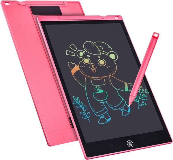 Rosa - 12 Tommer LCD Memo Pad Farve Tegne Pad til Børn, 4~12 Dreng