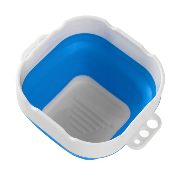 Foldable Brush Washer Professional Thickened Bottom Silicone Brush Bucket for Beginners with Scrub Board Blue