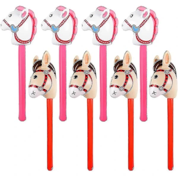 8-pack Inflatable Stick Horse, Inflatable Horse on a Stick Party/Yard