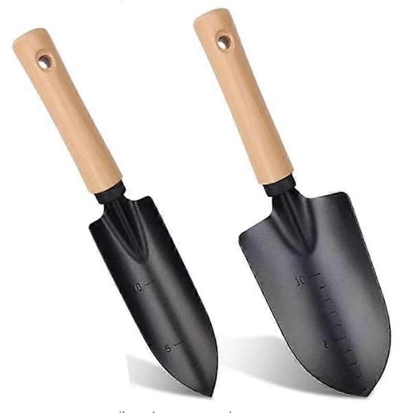 2 stk Multifunksjonell Hagespade Sett for Hagearbeid og Camping Kraftig Spade med Trehåndtak Håndspade