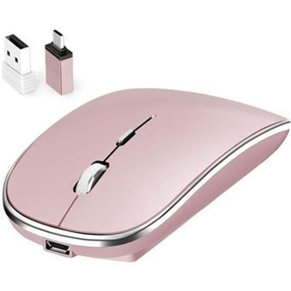 Ultratynn trådløs mus med oppladbart batteri - Rosa