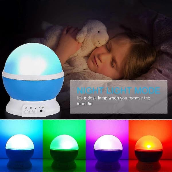 Stjerneklar Natlysprojektor - 9 Farvemuligheder med USB-strøm (360° Rotation)