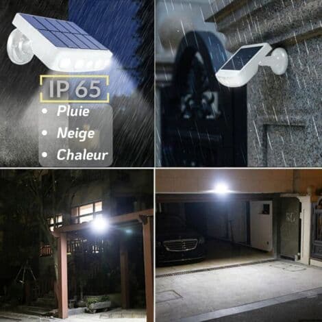 Justerbar Vanntett Solar Flomlys med Bevegelsessensor – Høykvalitets Solcellepanel – 4 Kaldhvite COB LED 500 Lumen IP65