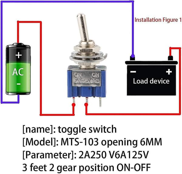15-pack Mini Toggle Switch, AC 125V 6A On/Off 3-Pin 2-Position Latching SPDT Toggle Switch for Car Parts, Blue