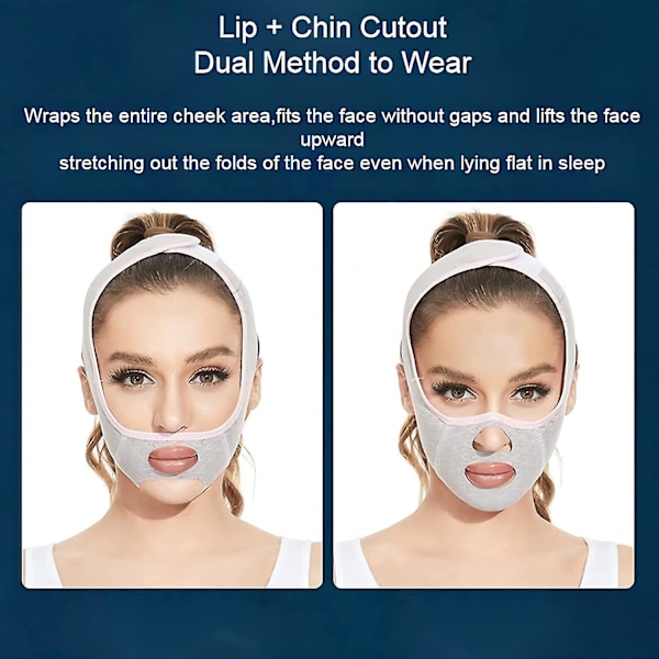 Skjønnhetsskulpturerende sovemaske, gjenbrukbar V-linjeformende maske, V-linje løftende maske ansiktsslankende rem - Dobbelthake reduserer-XinHan 2Pcs