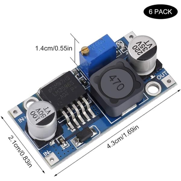 DC-DC Step Down-omformer LM2596 Buck-omformer 3,2-40V til 1,25-35V Justerbar Strømforsyningsmodul 6 stk
