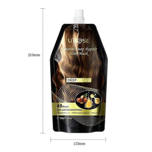 Keratin dybdevirkende hårmaske, udglattende hårbalsam til tørt kruset hår, nærende behandling til beskadiget hår 2 stk. 2pcs