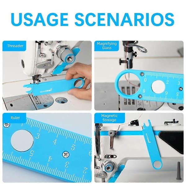Magnetic Automatic Needle Threader with Ruler and Magnifying Glass, Anti-Stick Quick Sewing Tool for Seniors, Sewing Accessories for Crafts, DIY, Quilting