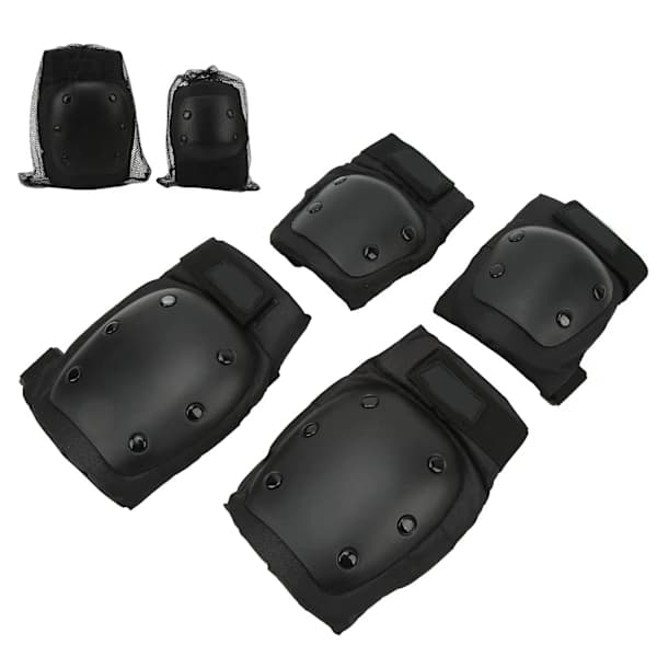 Knee and Elbow Pad Set with EVA Padding and PP Shell for Cycling, Skateboarding, Skating, Snowboarding, Black, One Size 0.7 0.7