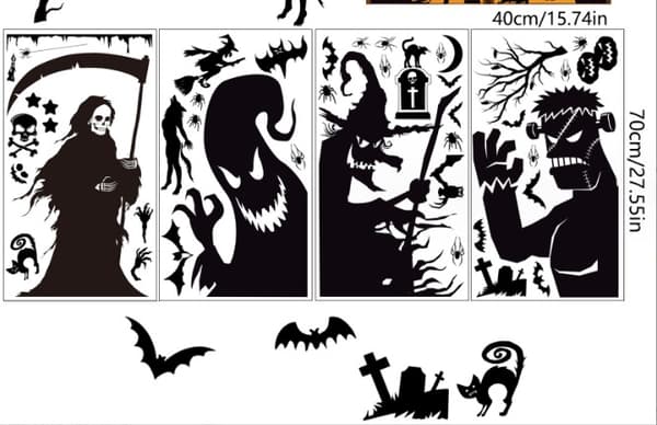Halloween Window Decals Halloween Window Decorations Black Giant 4 Sheets Scary Window Decals Halloween Window Silhouettes