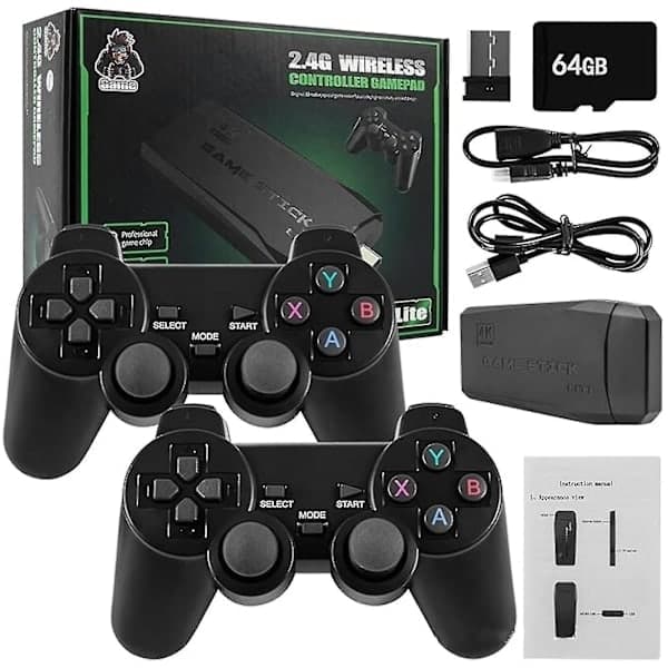 20000+ 4K HDMI TV Video Game Stick Retro Game Console with 2 Wireless Controllers 4K Game Stick, 100% New