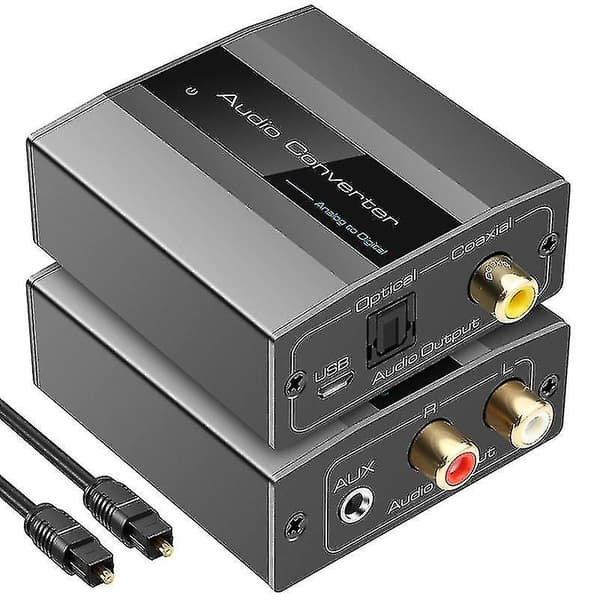 Analog til Digital Lydkonverter RCA til Optisk med Optisk Kabel Lyd Digital Toslink og Koaksial