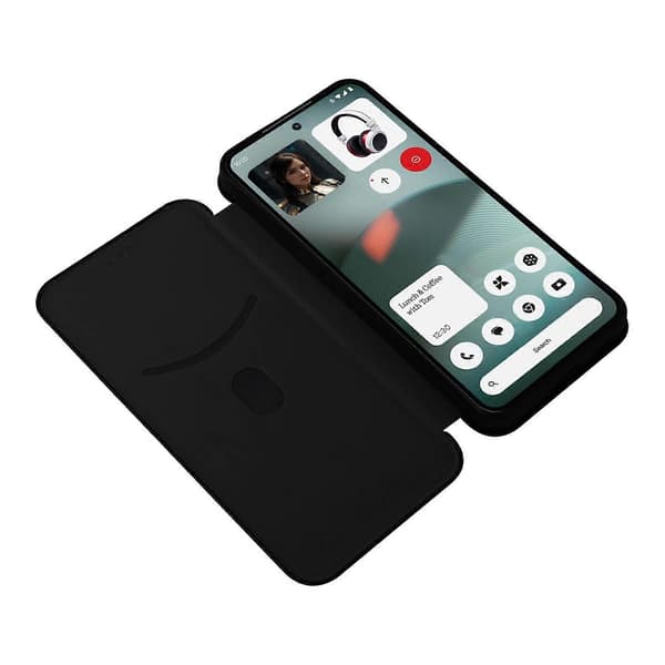TKdaddy Skal för Nothing Phone (3) 5G Kolfibertextur Fallsäkert PU Läder Telefonskydd Svart