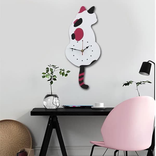 DIY Akryl Veggklokke Moderne Søt Katteklokke Rist Hakk