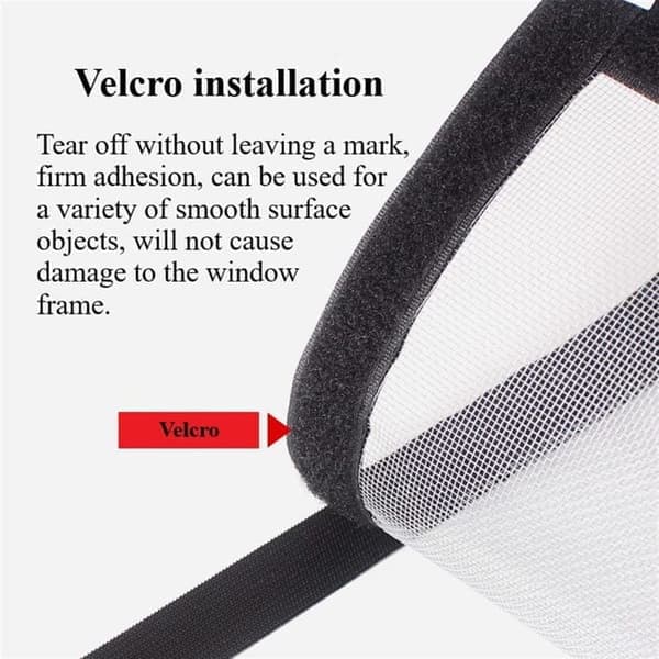 Self-adhesive mosquito net for windows with zipper - fine-mesh insect screen, black 100*150cm