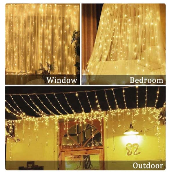 LED USB-valoverho 3m x 3m, 300 LED USB-valoverho 8 KLB:llä