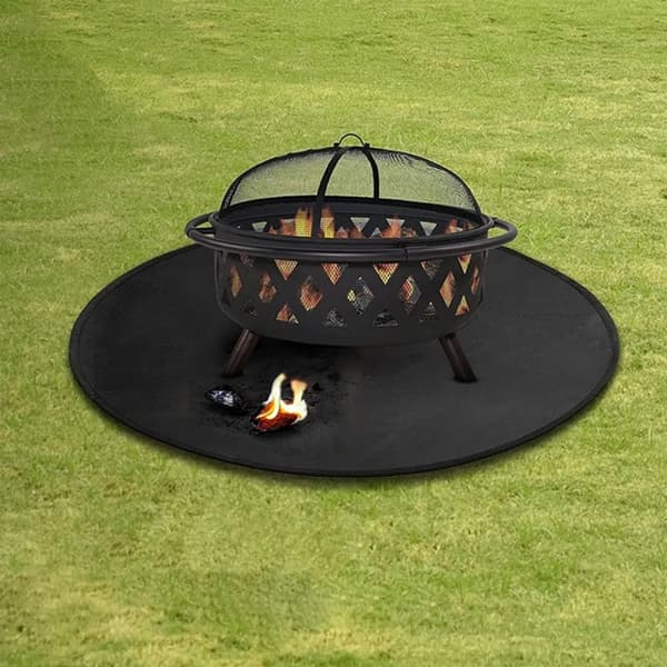 36 inch Grill Mats Grill Protector Mat Fire Pit Mat Fireproof Mat Fireproof Pad Flame Retardant Grill Accessories Black