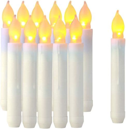 Sett med 12 LED-stavlys, flammeløse bordlys, batteridrevne Harry
