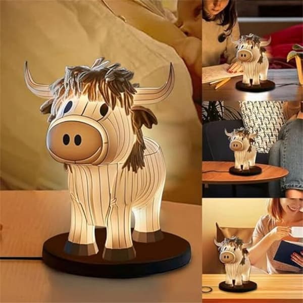 Cow-shaped Table Lamp, Farmhouse Night Light, Small USB Lamp for Bedside Table, Office, Bedroom