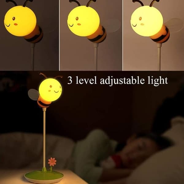 Sød Bumblebee LED-skrivebordslampe med touch-kontrol, dæmpbar, 3 lysstyrkeniveauer